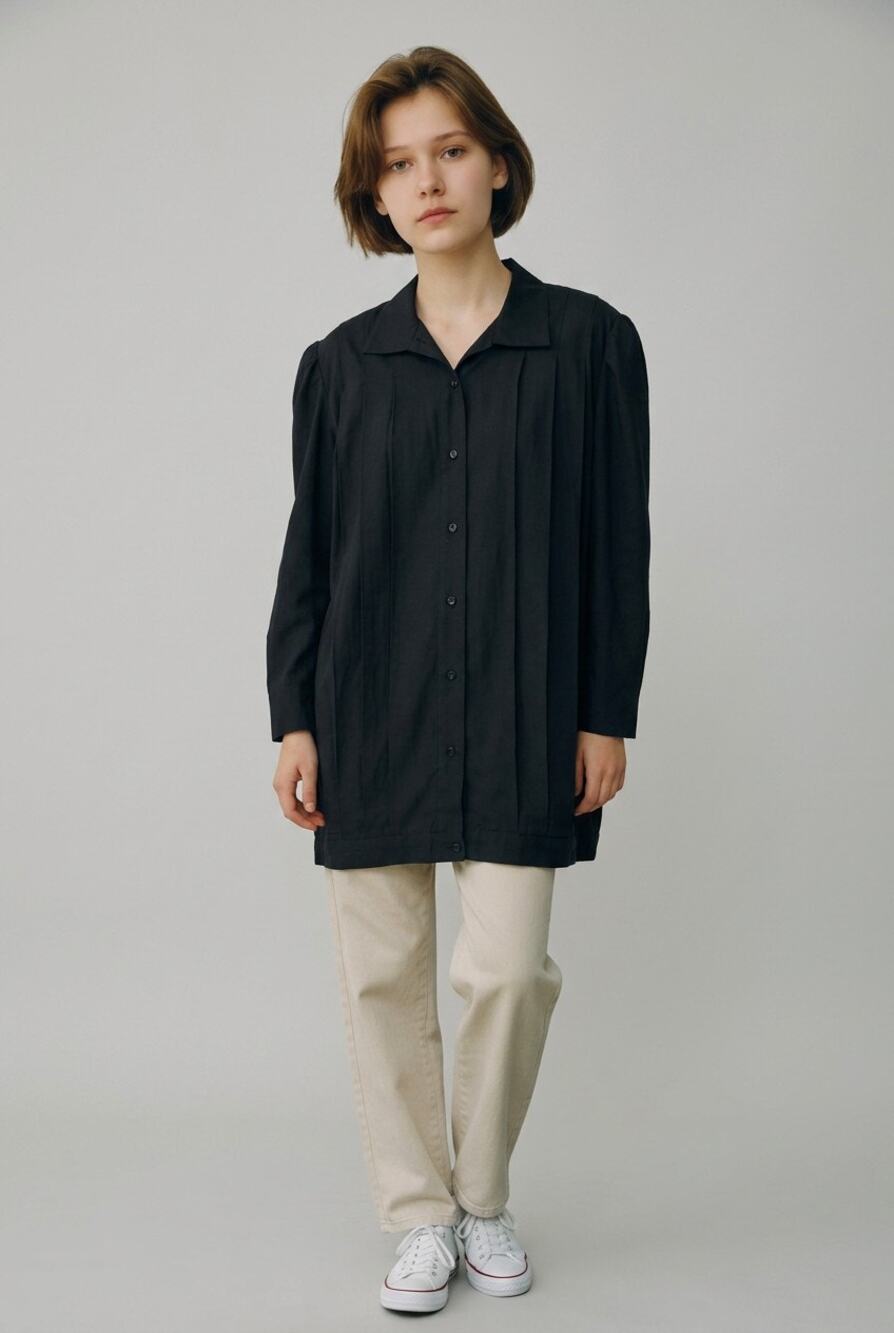 Top M Jackson Arnold Inc. Button Up Down Tunic Blouse 100% Silk Vintage Black